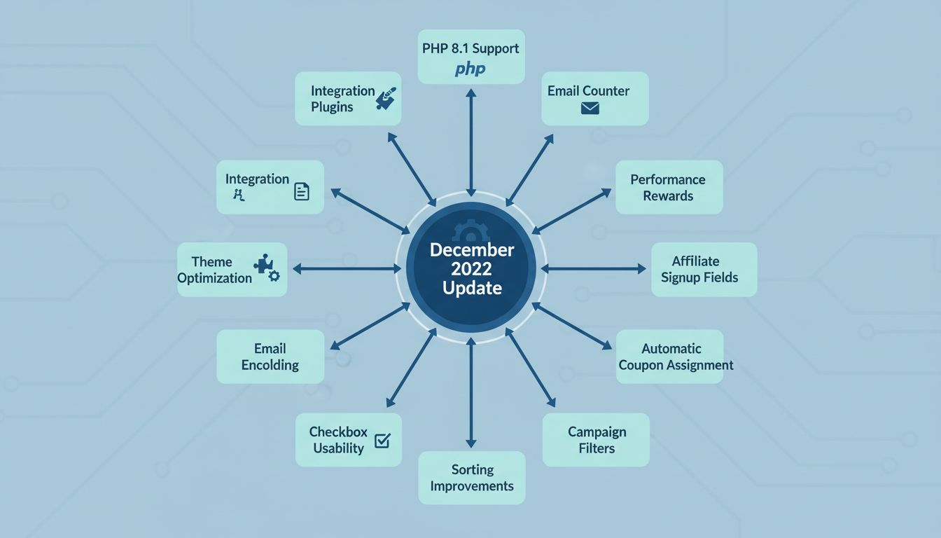 Infografika decembrovej aktualizácie PostAffiliatePro 2022