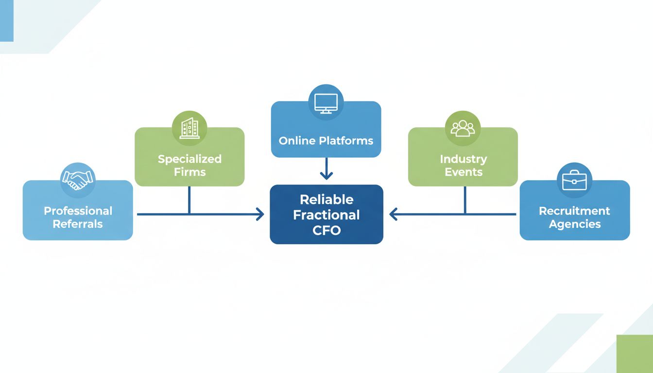 Päť hlavných kanálov na hľadanie spoľahlivého externého CFO: Profesionálne odporúčania, špecializované firmy, online platformy, odvetvové podujatia a personálne agentúry