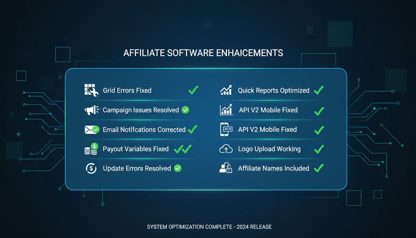 Kontrolný zoznam opráv chýb a vylepšení systému pre PostAffiliatePro