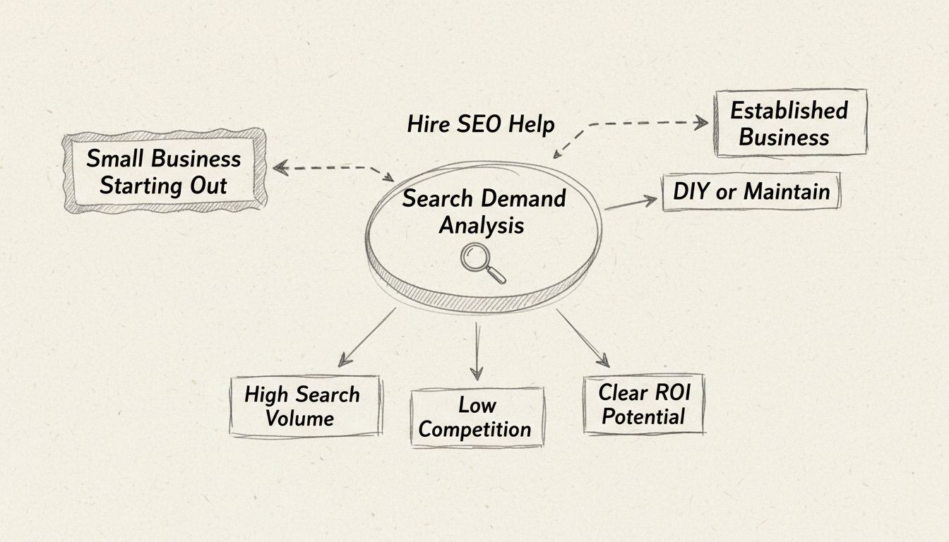 Rozhodovací strom investície do SEO: cesty pre malý vs. etablovaný biznis s analýzou dopytu vo vyhľadávaní
