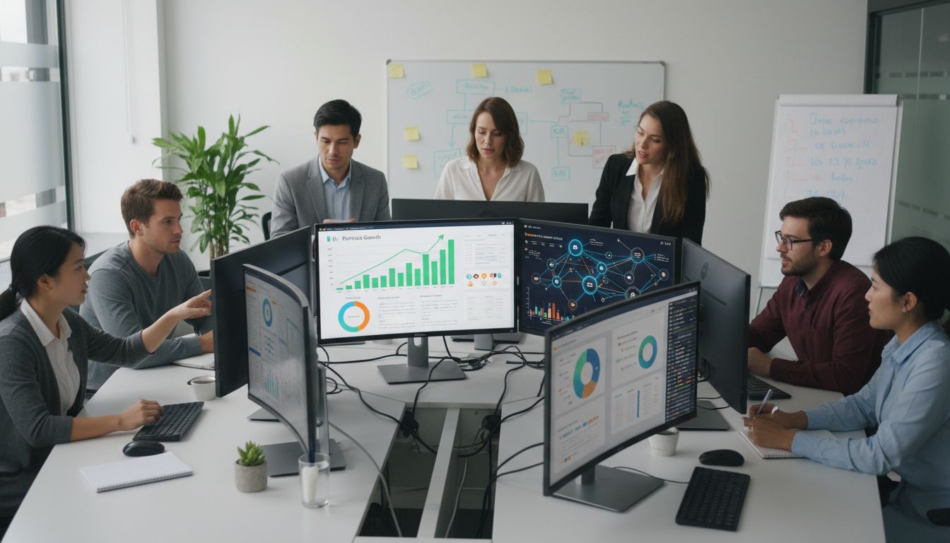 Tím technologického startupu spolupracuje na affiliate marketingovej stratégii s dashboardom ukazujúcim metriky a vizualizáciu siete partnerov