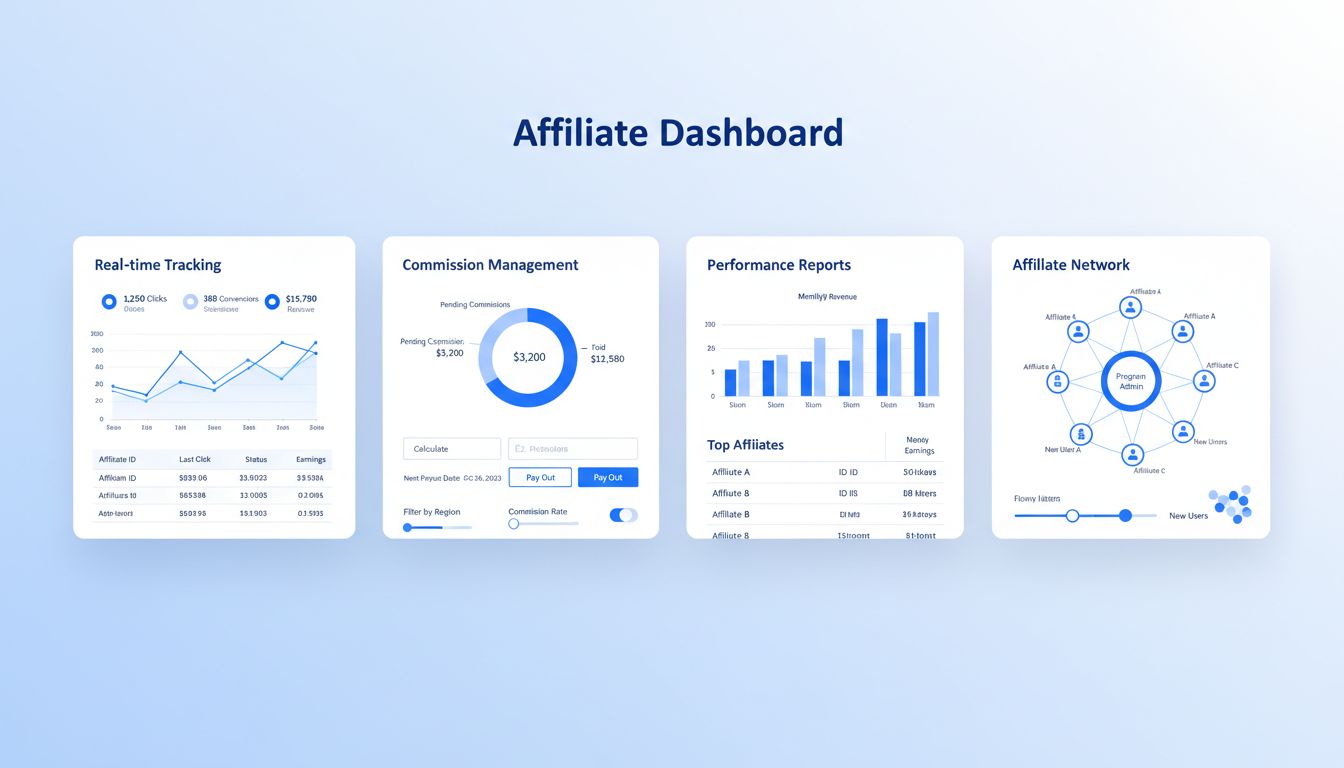 Post Affiliate Pro dashboard showing real-time affiliate tracking, commission management, and performance analytics