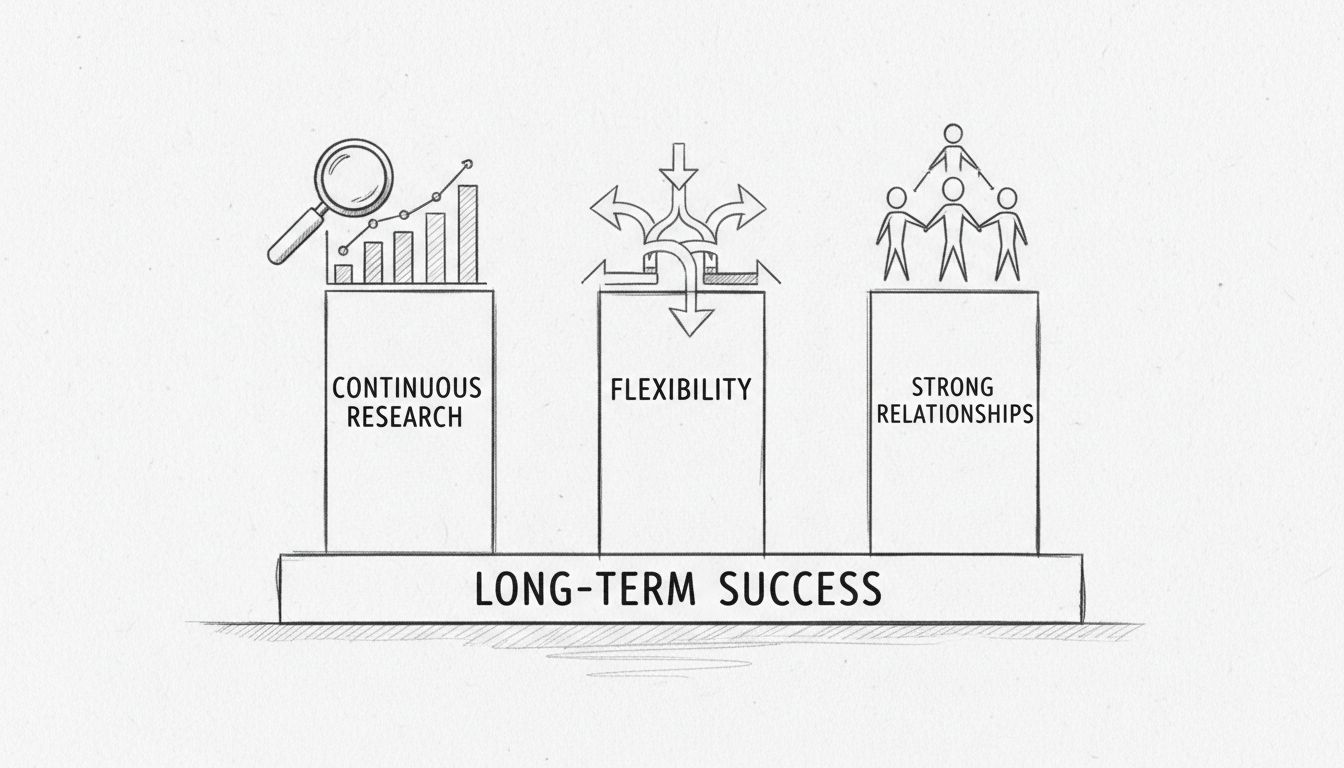Tri piliere úspechu v affiliate marketingu: Kontinuálny výskum, Flexibilita a Silné vzťahy podporujúce dlhodobý úspech