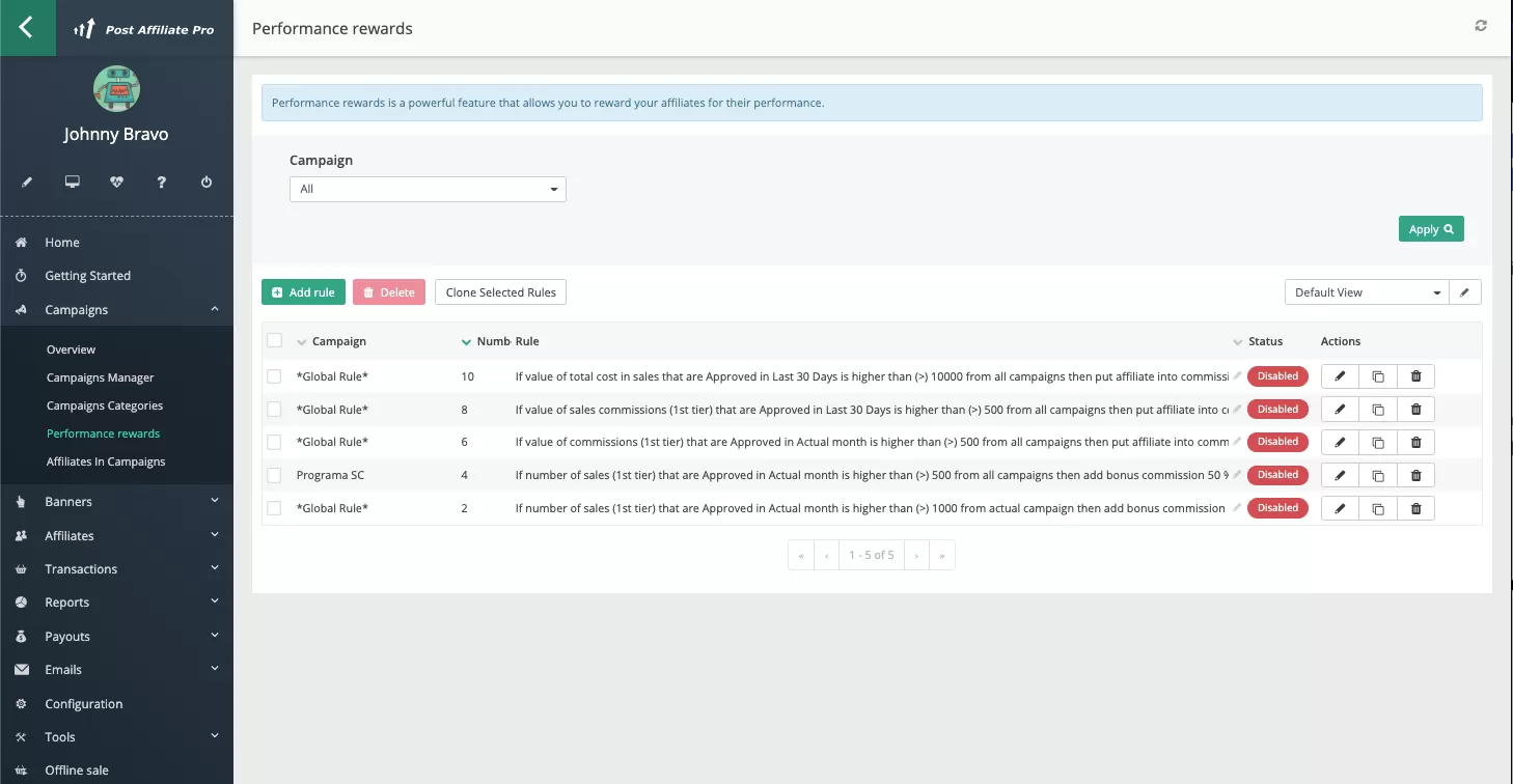 Odmeny za výkonnosť v Post Affiliate Pro