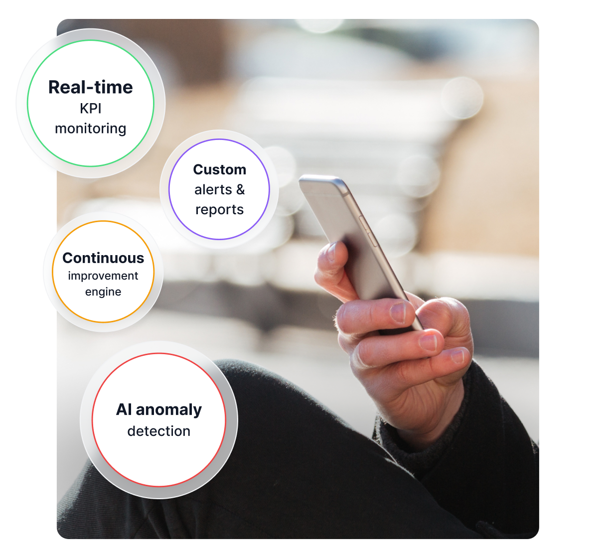 AI dashboard na smartfóne zobrazujúci KPI affiliate partnerov, grafy trendov a upozornenia na anomálie