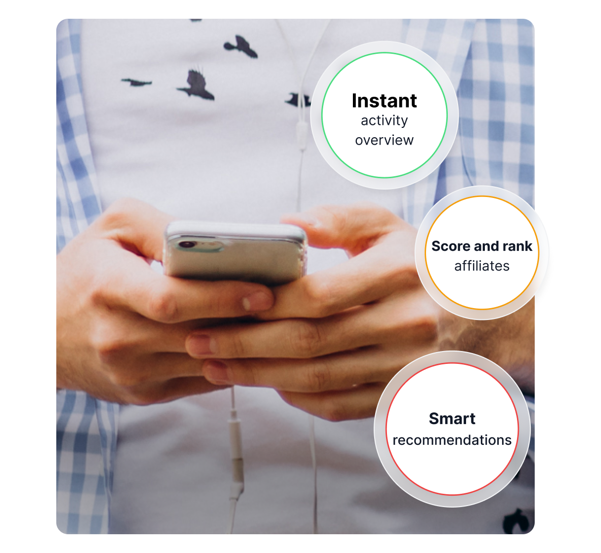Smartfónový dashboard zobrazujúci AI-hodnotenie partnerov.