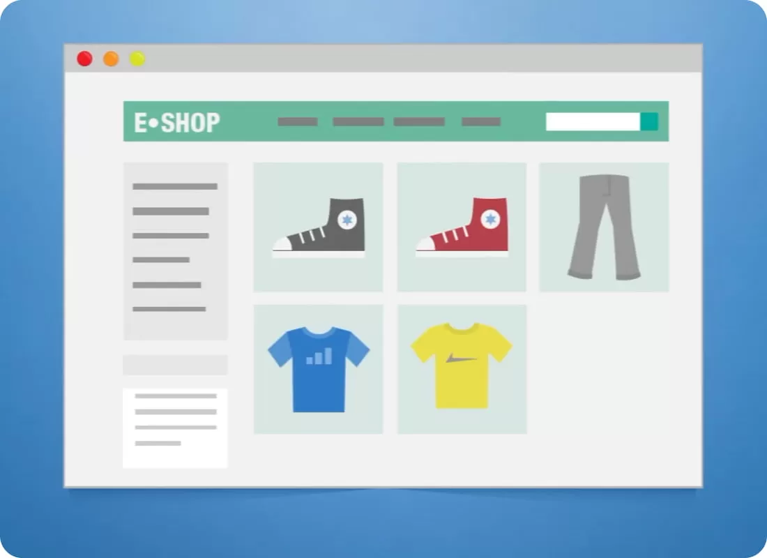 Obrázok znázorňujúci rozloženie e-shopu.