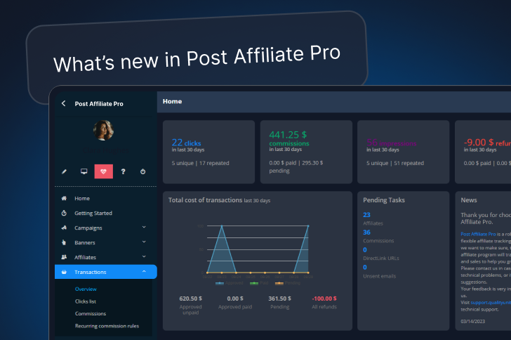 Pozrite si všetky najnovšie aktualizácie produktu Post Affiliate Pro.
