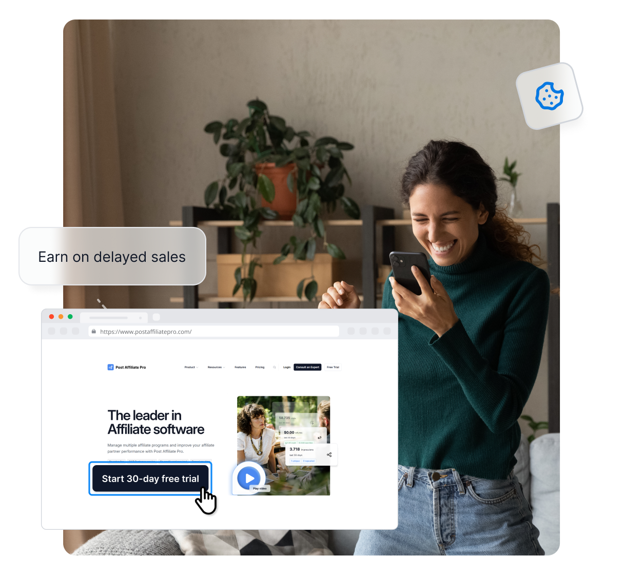 Infografika znázorňujúca oblasti, v ktorých vám môže Post Affiliate Pro pomôcť, napríklad identifikácia cieľovej skupiny, tvorba províznych štruktúr a ďalšie.