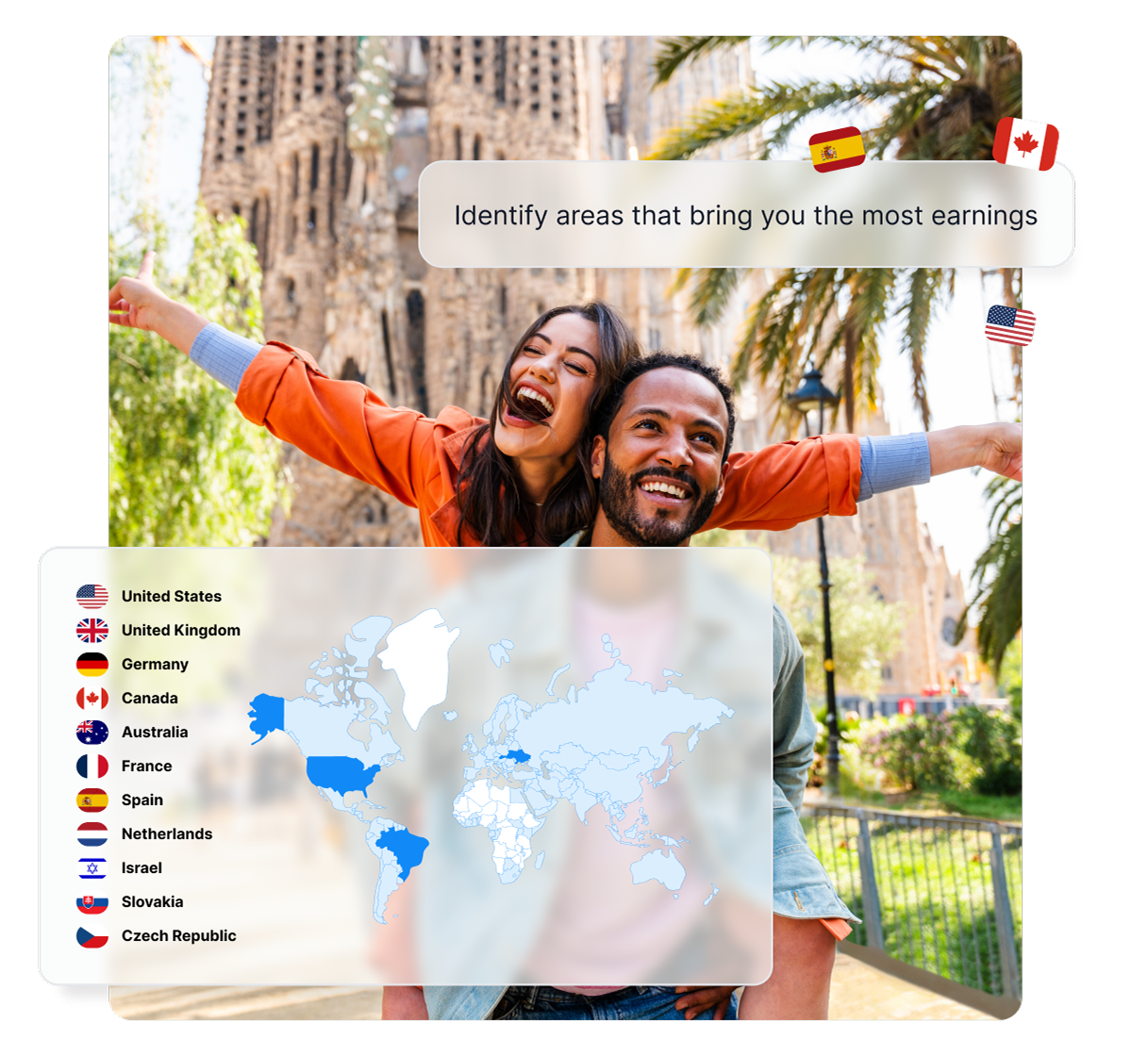 Funkcia mapového prekrytia v Post Affiliate Pro zobrazujúca geografické rozloženie úspešnosti affiliate programov.