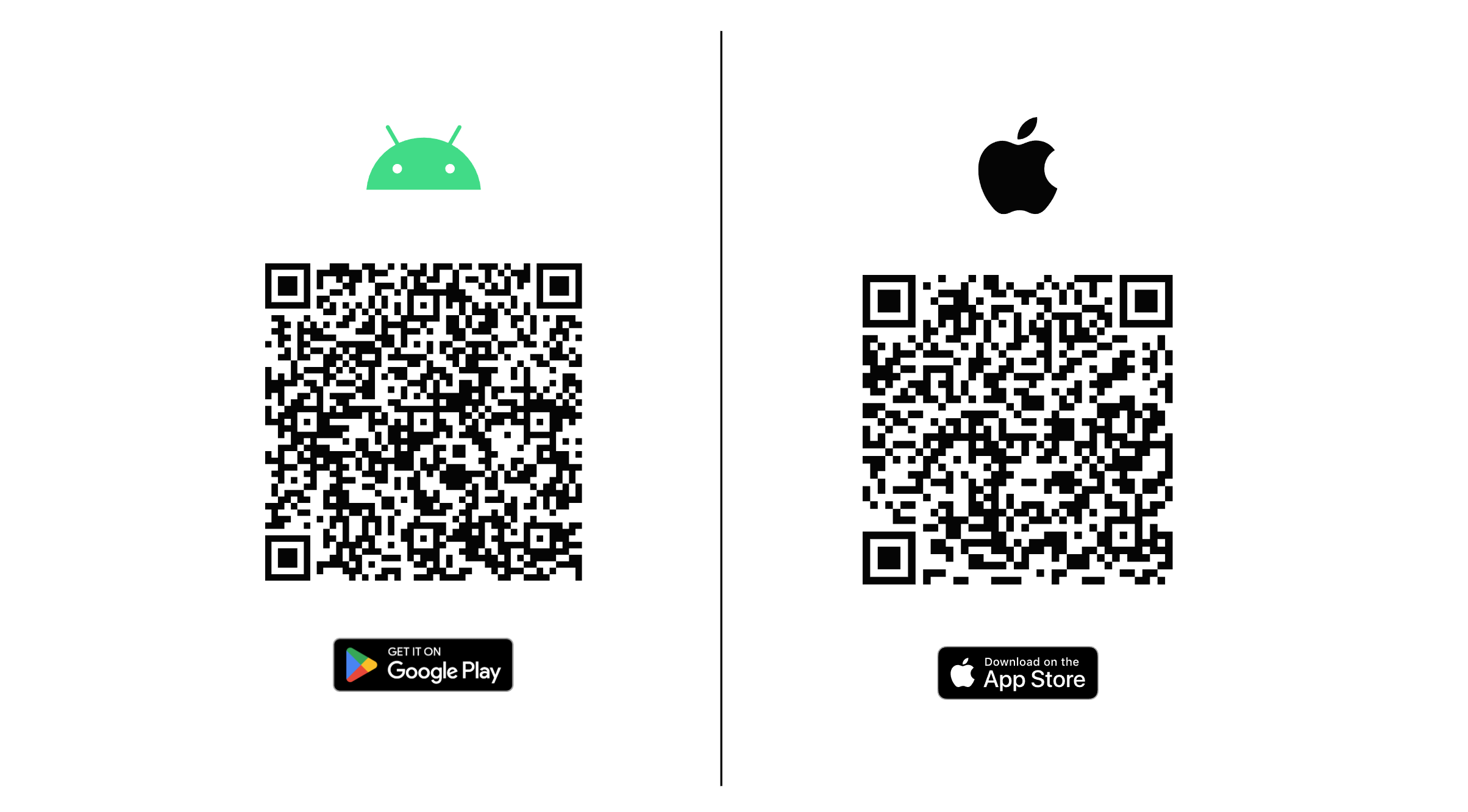 QR kódy mobilnej aplikácie Post Affiliate Pro. Naskenujte QR kód a stiahnite si aplikáciu z Google Play alebo App Store.